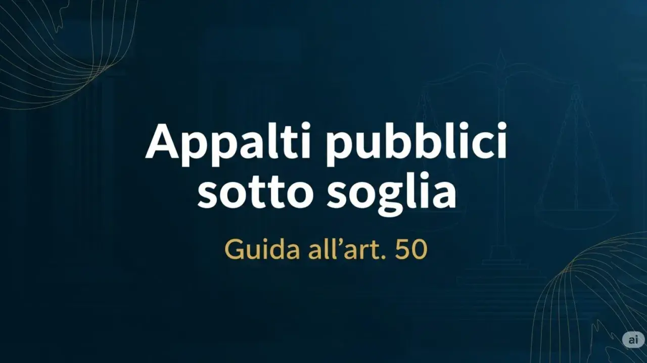 Appalti pubblici sotto soglia: guida all'art. 50. Bilancia della giustizia stilizzata.