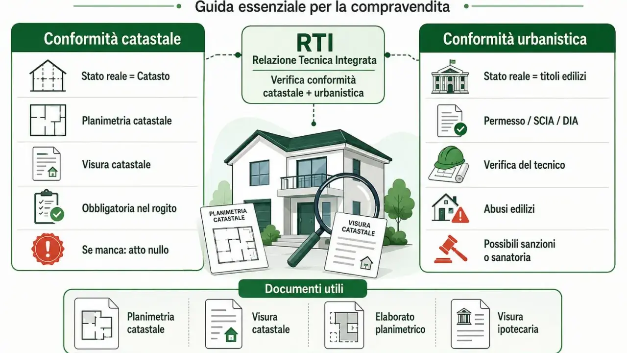 Guida alla conformità catastale e urbanistica di un'unità immobiliare, con documenti utili e checklist.