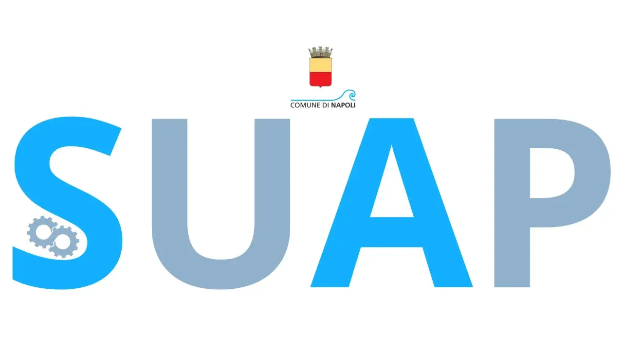 Logo SUAP Comune di Napoli con ingranaggi, per capire la differenza tra sue e suap.