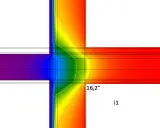 Analisi termica di un angolo, evidenzia il ponte termico e le possibili soluzioni. Temperatura 16,2°.