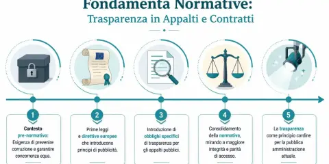 Schema sui fondamenti normativi per la trasparenza in appalti e contratti. Chi firma il sal? La normativa mira a prevenire corruzione e garantire equità.