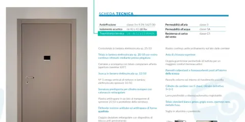 Porta blindata da esterno con eccellente trasmittanza termica Ud = 1.2-1.3 W/m2K, garantendo comfort e isolamento.