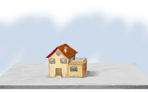 Un piccolo villaggio con un tetto rosso, un sogno di casa per il piano casa 2026.