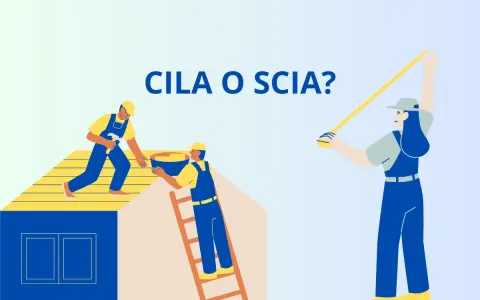 Lavoratori edili discutono se usare la CILA o la SCIA per un progetto di ristrutturazione.