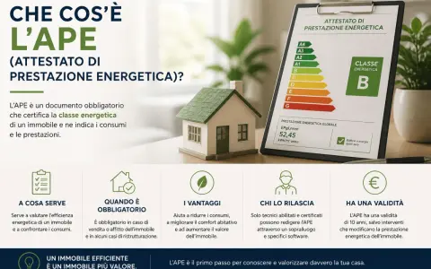 L'APE, attestato di prestazione energetica, è un documento che certifica la classe energetica di un immobile. Solo tecnici abilitati chi rilascia ape.