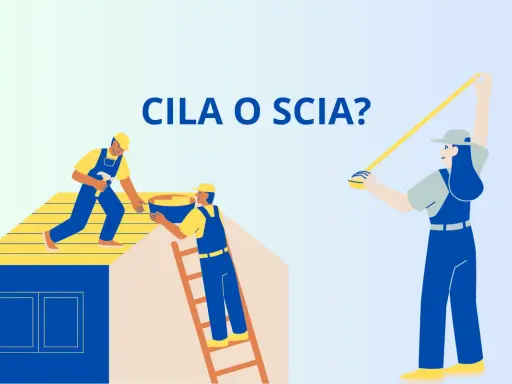 Lavoratori edili discutono se usare la CILA o la SCIA per un progetto di ristrutturazione.