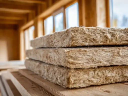 Pannelli isolanti in fibra di legno, pronti per il cappotto interno. Muffa assente, solo materiali naturali per un ambiente sano.