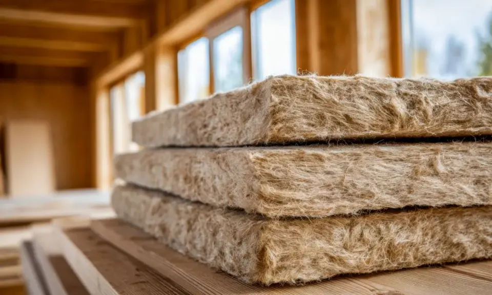 Pannelli isolanti in fibra di legno, pronti per il cappotto interno. Muffa assente, solo materiali naturali per un ambiente sano.